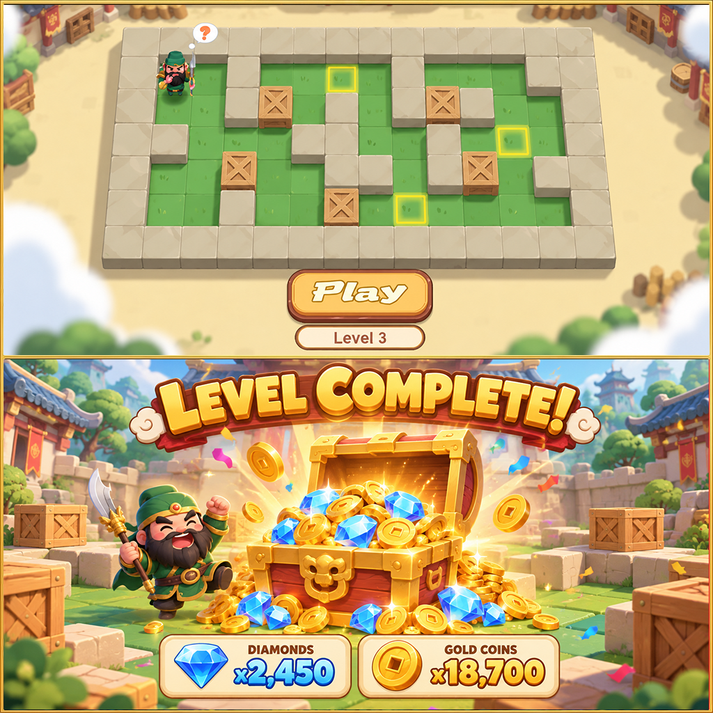 PushBox puzzle and treasure rewards